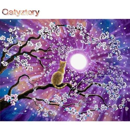 GATYZTORY Kittens on branches DIY Painting By Numbers Animals Canvas By Numbers Handpainted Acrylic Diy Oil Painting For Christm
