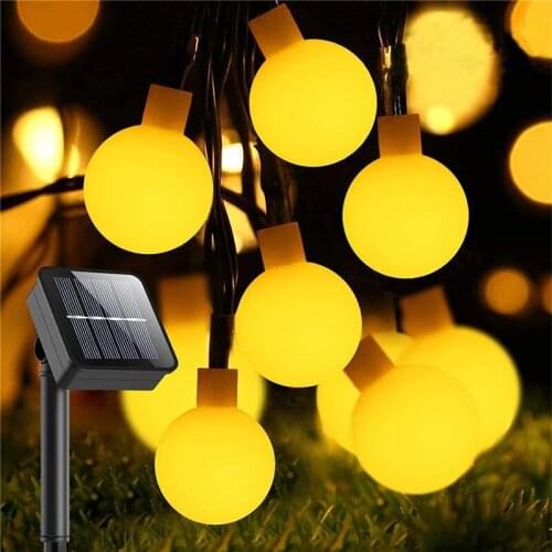 Solar String Lights 50LED Outdoor 8 Modes Waterproof Globe Crystal Balls Fairy Lights Party Wedding Christmas Yard Decoration