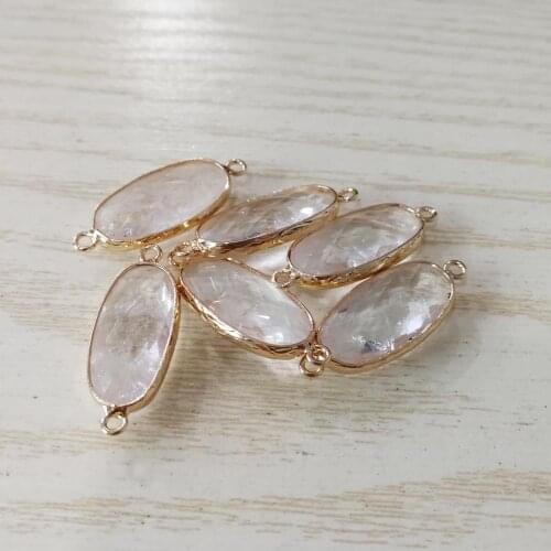 Good quailty Natural white crystal Stone gold Connector pendant bracelet necklace accessories wholesale 6pcs for jewelry making