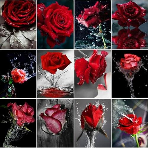 HUACAN Full Square Diamond Painting Rose 5D Diamond Art Embroidery Flowers Mosaic Home Decoration
