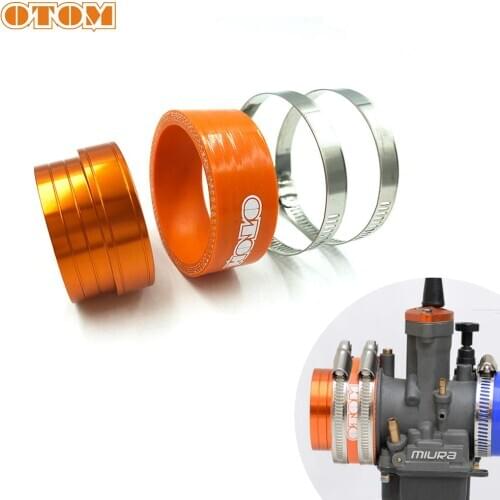 OTOM Motorcycle Carburetor Intake Manifold Boot FLANGE W/ Clamps Universal CNC Aluminum Air Filter Joint Boot Interface Adapter