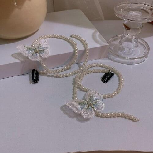 Fashion Pearl Butterfly Headband for Women Tassel Hairpin Beaded Pearl DIY Headwear Female Hair Accessories Sweet Hairwear Gifts