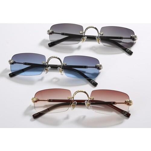 Fashionable Personalized Temples, Square Frameless Cut-edge Sunglasses for Women