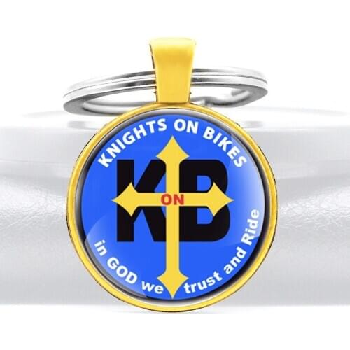 Fashion Knights On Bikes Glass Cabochon Pendant Key Chain Charm Men Women Trust And Ride Jewelry Gifts Cross Key Rings