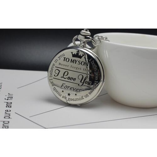 Mens Boys Pocket Watch to My Son,Never Forget That, I Love You forever ,for Christmas Birthday Graduation relogio de bolso