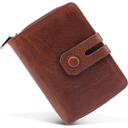 HOT Genuine Crazy Horse Cowhide Leather Men Wallet Short Coin Purse Small Vintage Wallets Brand High Quality Designer