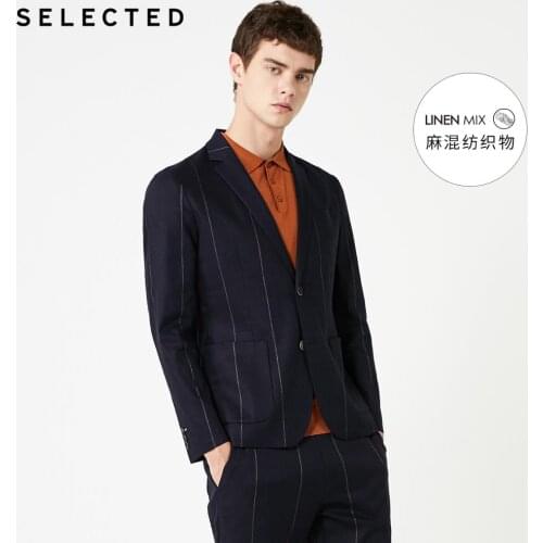 SELECTED Mens Slim Fit Linen Striped Jacket Business Blazer S|419372515