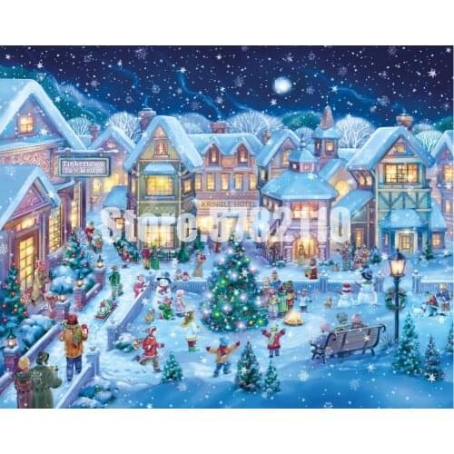 5D DIY Diamond Painting Christmas Winter Holiday Village Square Cross-Stitch Kits Full Diamond Embroidery Mosaic Needlework