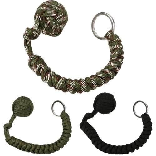Outdoor Security Protection Black Monkey Fist Steel Ball For Girl Bearing Self Defense Lanyard Survival Key Chain Broken Windows