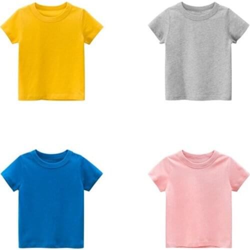 New Toddler Short Sleeve T-Shirt Boys Girls Cotton Solid Color Fashion Sport Top Kids 2 3 4 5 6 7 Years Boutique Clothes