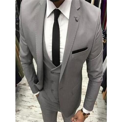 New Classic Men’s Suit Smolking Noivo Terno Slim Fit Easculino Evening Suits For Men Grey Business High Quality Blazer Formal Pr