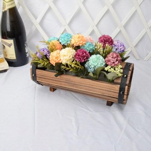 Half Barrel Garden Planter Rustic Wooden Succulents Planter Box Decorative Flower Pot Plant Container Box for Garden Patio