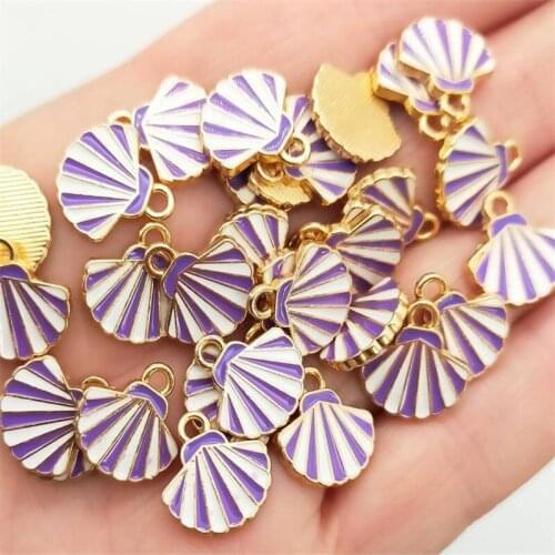 Package of 20 Lilac Shell-shaped Charms Beach Theme Jewellry Making Accessories Seashell Charms or Pendants 12*13mm #UI430-4V3CS