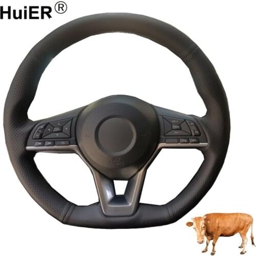 Hand Sewing Car Steering Wheel Cover Top Layer Cow Leather For Nissan X-Trail 2017-2019 Qashqai 2018 Rogue (Sport) 2017-2019
