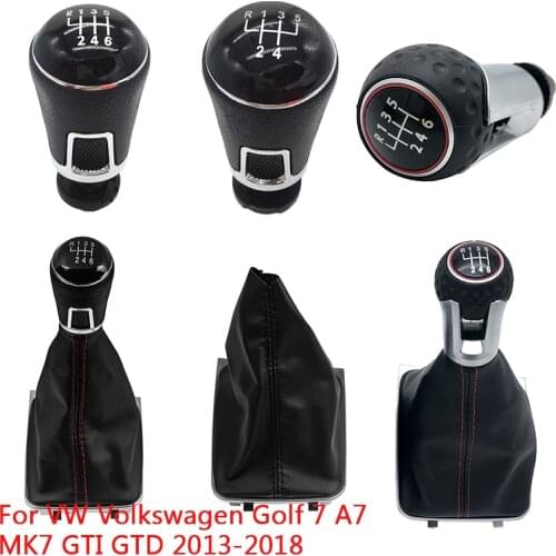 For VW Volkswagen Golf 7 A7 MK7 GTI GTD 2013 2014 2015 2016 2017 2018 Car Gear Stick Level Shift Knob With Leather Boot Case