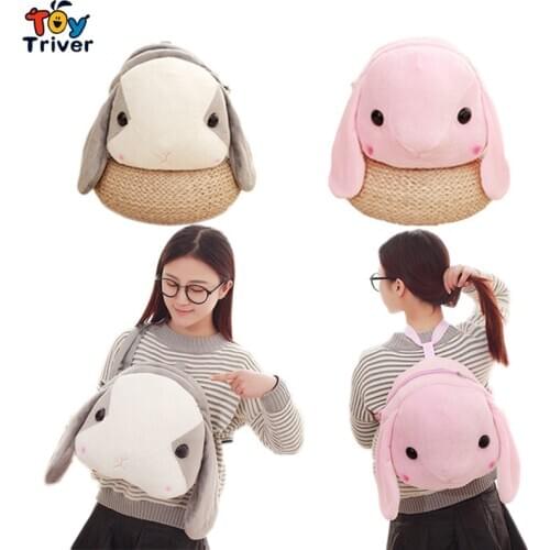 Kawaii Rabbit Bunny Shoulder Backpack Crossbody Bag Coin Purse Messenger Satchel Plush Toys Girls Girlfriend Kids Children Gifts