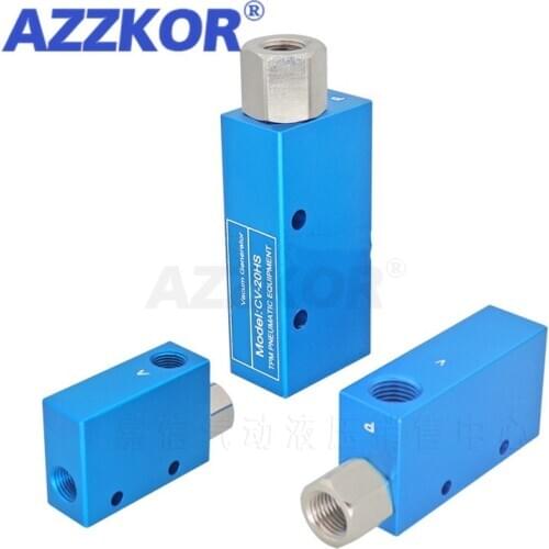 Blue Vacuum Generator Air Tube Ejector Pressure Pneumatic CV-10 15 20 25HS Negative Control Valve