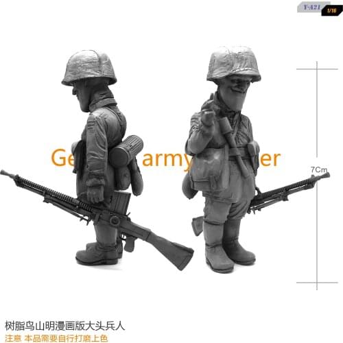 Resin kits Q Edition Resin Soldier Big Head Soldier Machine Gunner Model Element self-assembled A21