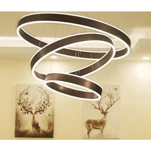 Modern simple living room lamp Dining room bedroom LED aluminum Pendant lamps Creative personality circle acrylic hanging lights