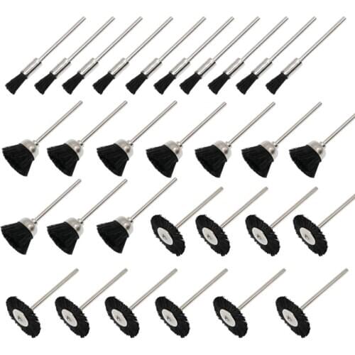 Nylon Bristle Brushes Cup Brush Cleaning Brush Kit Soft Jewelry Polishing Buffing Wheels Mandrel 2.35 MM