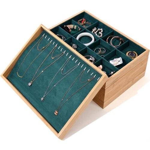 NewGreen Velvet Jewelry Storage Tray Organizer Ring Earring Bracelet Necklace Pendants Tray Case Jewelry Display Tray Holder