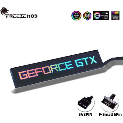 FREEZEMOD GPU Side Panel GEFORCE GTX PC Decoration Chassis Graphics Card Faith Lamp Water Cooler Part 5V3PIN AURA Synchronous
