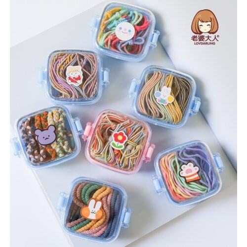 Lovdarling Korean Style High Elastic Craft Rubber Band 10 PCs Storage Box Boxed Hair Ties/Hair Bands Hair Band Multi-Color