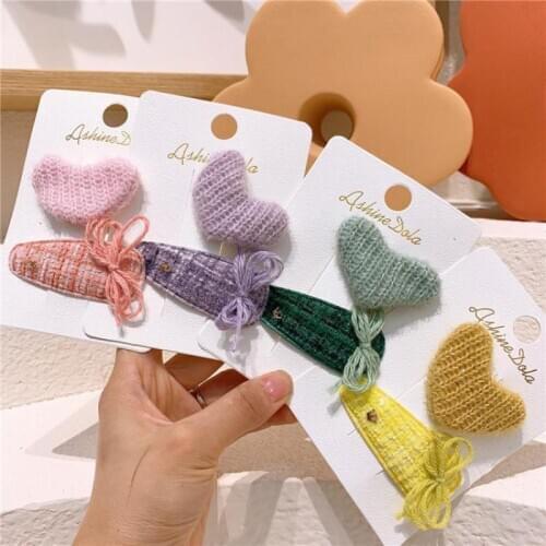 2 Piece Sweet Knitted Hair Pins Baby Hair Accessories Girls Hairpin Hair Clips Candy Color Hair Grips Hair Wear Barrettes