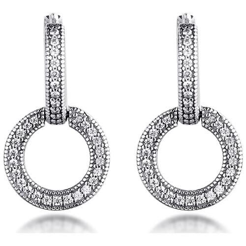 Sparkling Double Hoop Earrings 925 Sterling Silver Jewelry For Woman Make up Fashion Female Earrings Party Jewelry