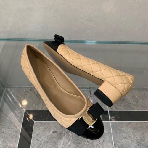 Womens Pumps Ballerinas Shoes 2021 Summer Fashion Designer Genuine Leather Sheepskin High Heels 3.5 CM