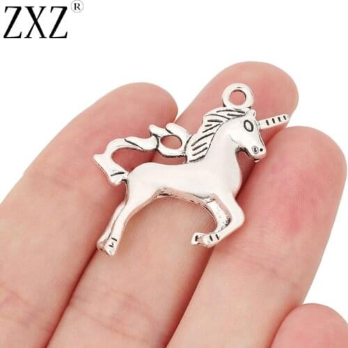 ZXZ 10pcs Tibetan Silver Tone 3D Unicorn Charms Pendants for Necklace Bracelet Jewelry Making Accessories