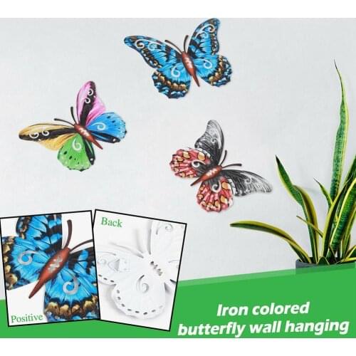 1Pc Metal Butterfly Home Craft Gift Pendant Wall Hanging Indoor Decor Sculpture Artwork Garden Miniaturas Animal Outdoor Statues