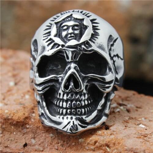 1pc!! Newest Ghost Skull Ring 316L Stainless Steel Hot Selling Evil Damn Skull Ring