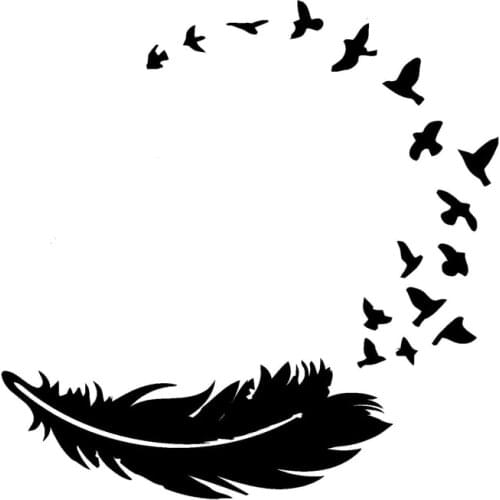 14cm*14cm Birds Feather Fashion Decor Car-Styling Vinyl Car Sticker Black/Silver S3-5714