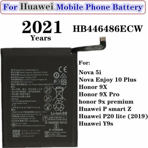 2021 Year 4000mAh HB446486ECW Battery For Huawei P20 lite/P Smart Z/Y9s,Nova 5i/Enjoy 10 Plus,Honor 9X/Pro/premium Phone Battery