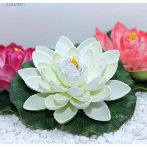 4 pieces Artificial 17CM half open Lotus leaves Lily flowers Water Floating wedding Garden decoration pond flower waterproof B12