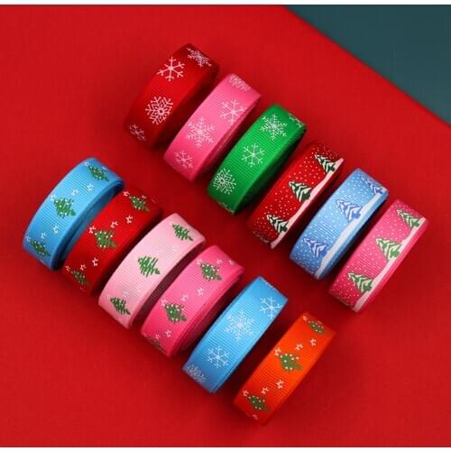 5Yards Christmas Tree Snowflak Bear Grosgrain Ribbons DIY Handmade Child Bow Wedding Decoration Gift Wrap Material