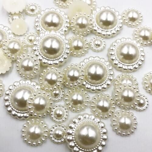 50pcs 9mm/13mm/20mm Beige Plastic Imitation Pearl Flatback No Hole Acessories