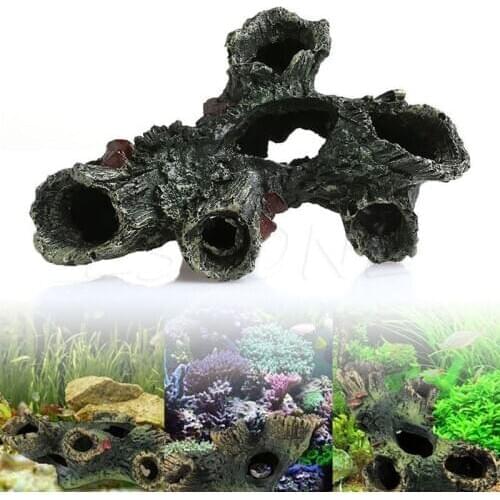Resin Tree Drift Wood Trunk Aquarium Bole Ornament Root Fish Tank Decoration H55A