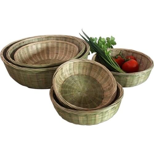 Handmade bamboo products bamboo sieve steamed bread basket household drain bamboo dustpan vegetable basket bread blue fruit bowl