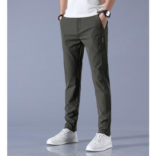 2021 Spring Summer New Casual Pants Men Cotton Slim Fit Thin Fashion Gray ArmyGreen Black Comfortable Trousers Male Clothing