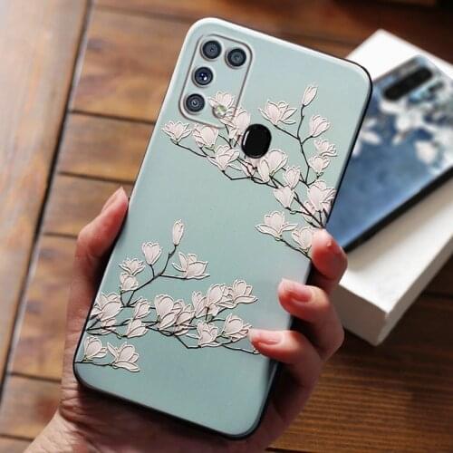 3D Phone Case For Samsung Galaxy M31 M51 M31S Prime Cases Cover For Samsung Galaxy M 31 51 31S Prime Case Black Flowers Case