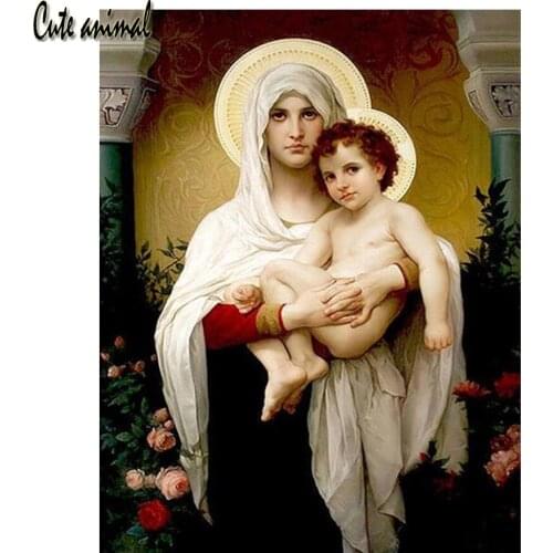 Virgin Mary and children 5D Diamond Painting cross stitch Full square round diamond mosaic embroidery rhinestones decoration