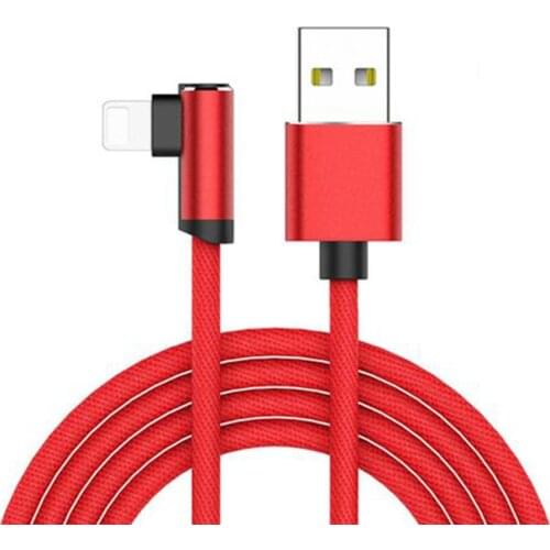 For Apple Universal USB Lightning Charger Cable Angle Right Degree 90 Braided Mobile Phone Accessories