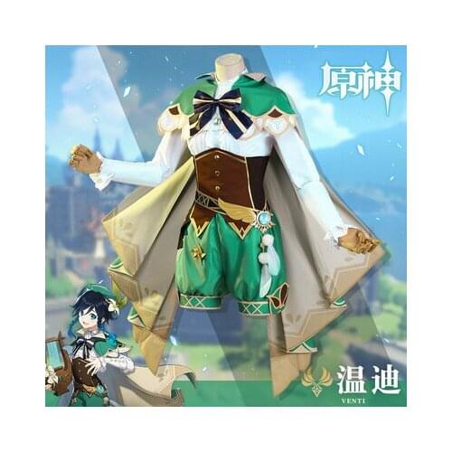 Game Genshin Impact Venti Cosplay Costume Anime Cartoon Travelling Poet Venti Outfit Halloween Costume for Women
