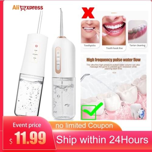 Waterproof Dental Water Jet Waterflosser Waterpik USB Rechargeable Water Flosser 300ML Water Tank Teeth Cleaner
