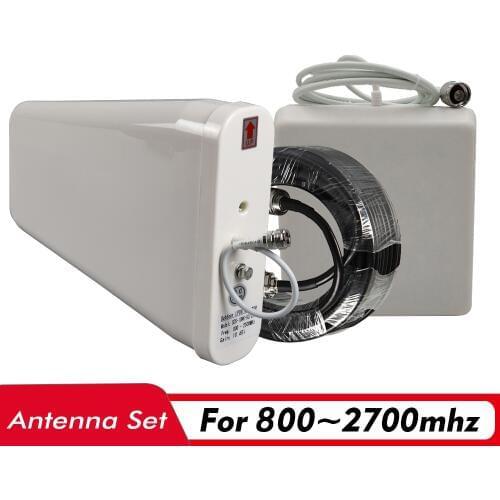 800~2700mhz Antenna set 10dBi outdoor lpda antenna+8dBi indoor panel antenna+15 meters cable for 2G 3G 4G mobile signal booster