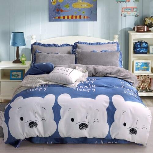 4Pcs Thickened Lai Velvet AB Side Colors bedding sets queen king size duvet cover set bed skirt set pillowcase bedclothes