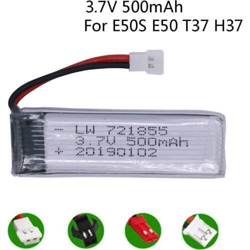 3.7V 500mAh Lipo Battery For E50S E50 T37 H37H07 For Wltoys V930 V977 V988 RC Helicopter Drone Parts XH2.54/JST/PH2.0/SM Plug