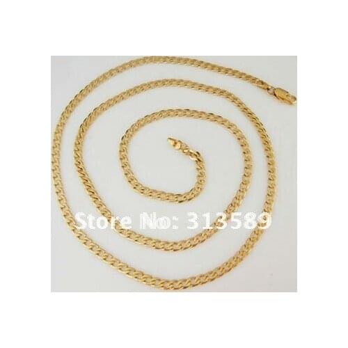 /Min order 10$ CAN MIX DESIGN / 24" - YELLOW GOLD COLOR SOLID GP FILLED CUBAN CHAIN NECKLACE/Great Gift/Great Money Maker